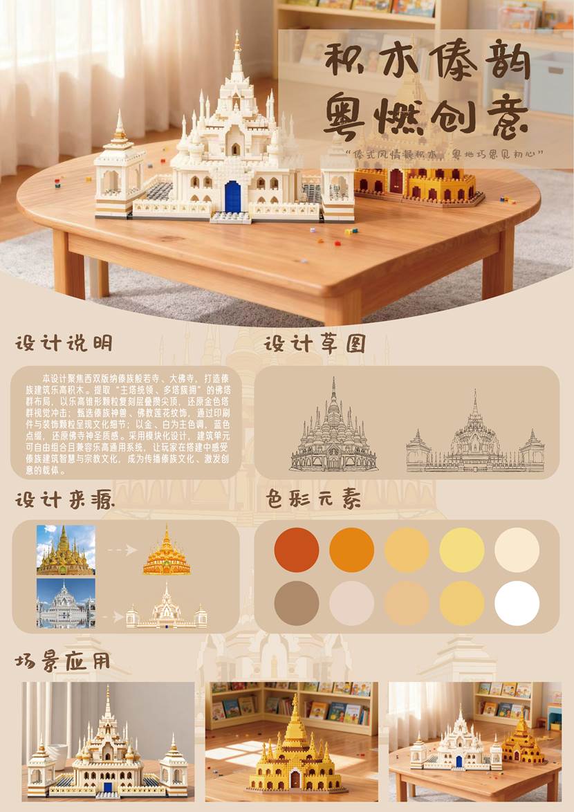 比赛展板-beat365唯一官方网站-“相和广东”综合设计作品《积木傣韵，粤燃创意》